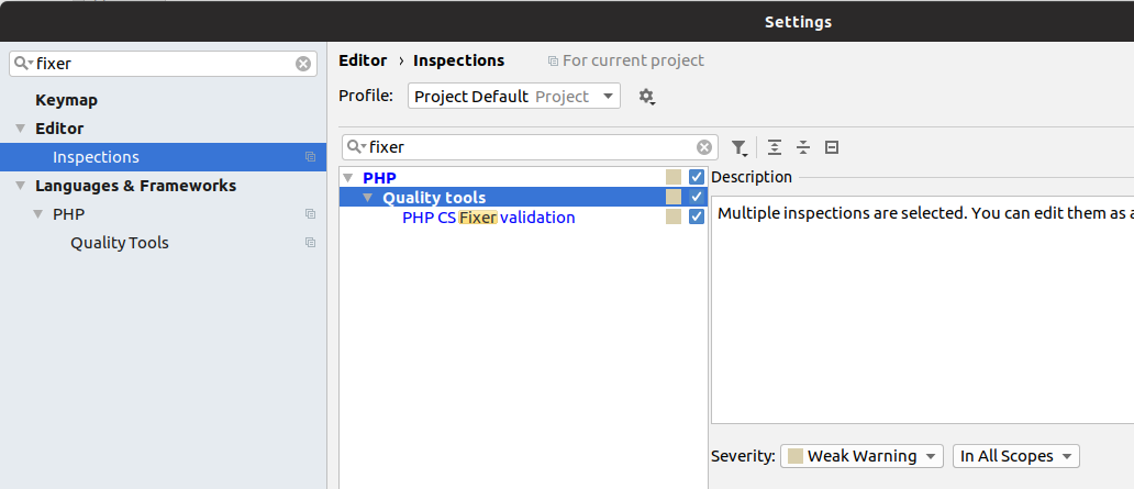 PHPstorm inspections